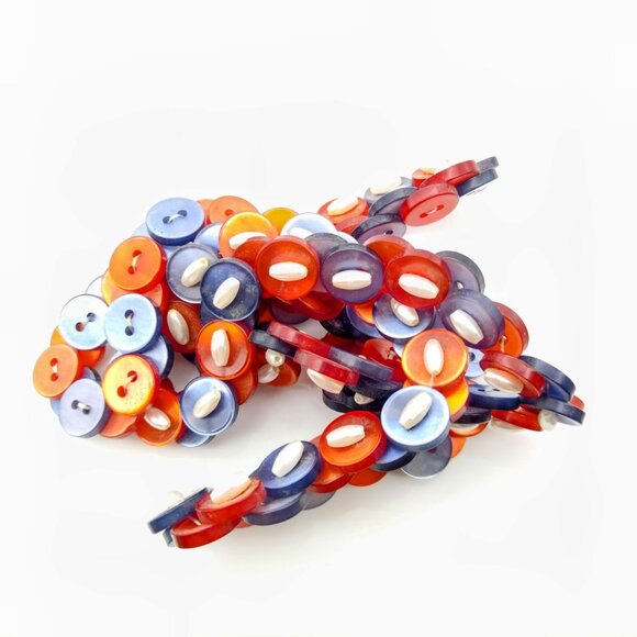 Vintage Moonglow Button Necklace in Red White and Blue Lucite, Reversible - Picture 2 of 3